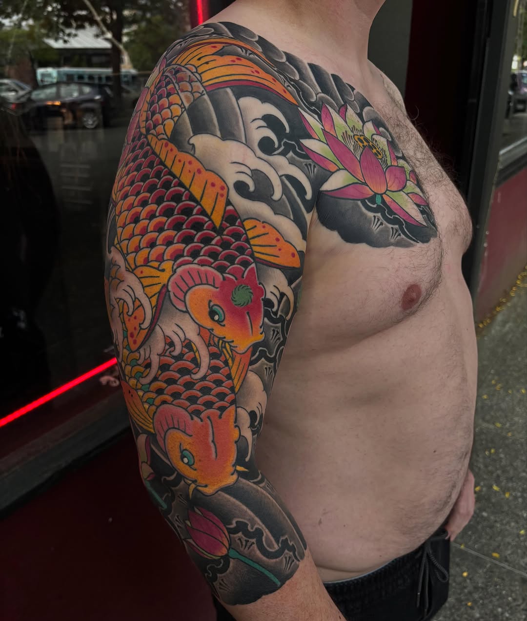 Tattoo by @ajoynerart — japanese_irezumi, black_and_grey