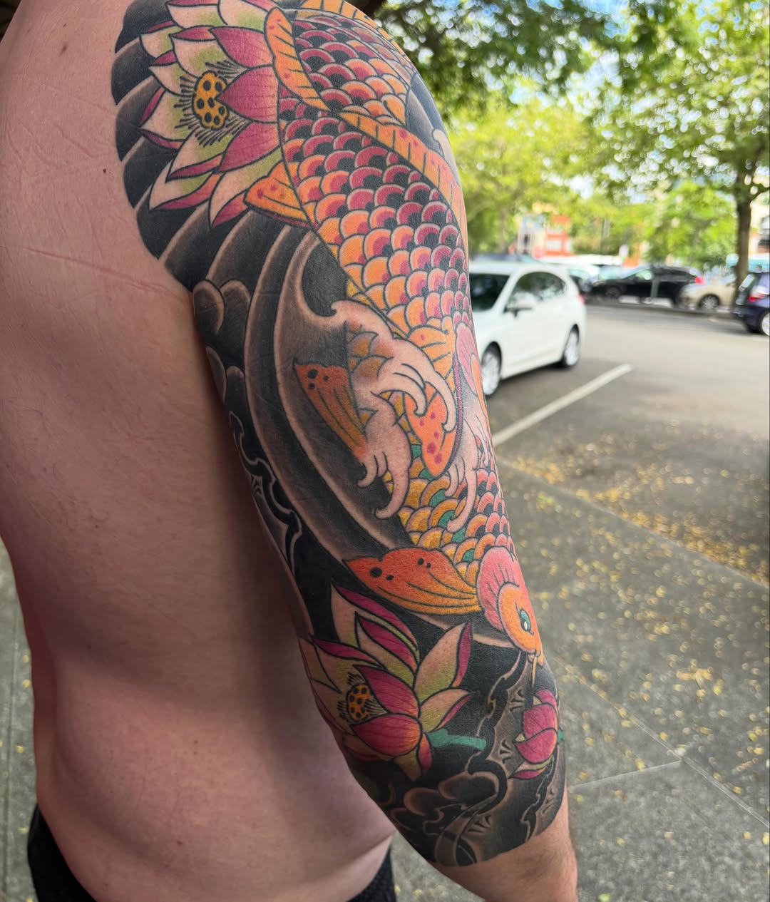 Tattoo by @ajoynerart — japanese_irezumi, black_and_grey