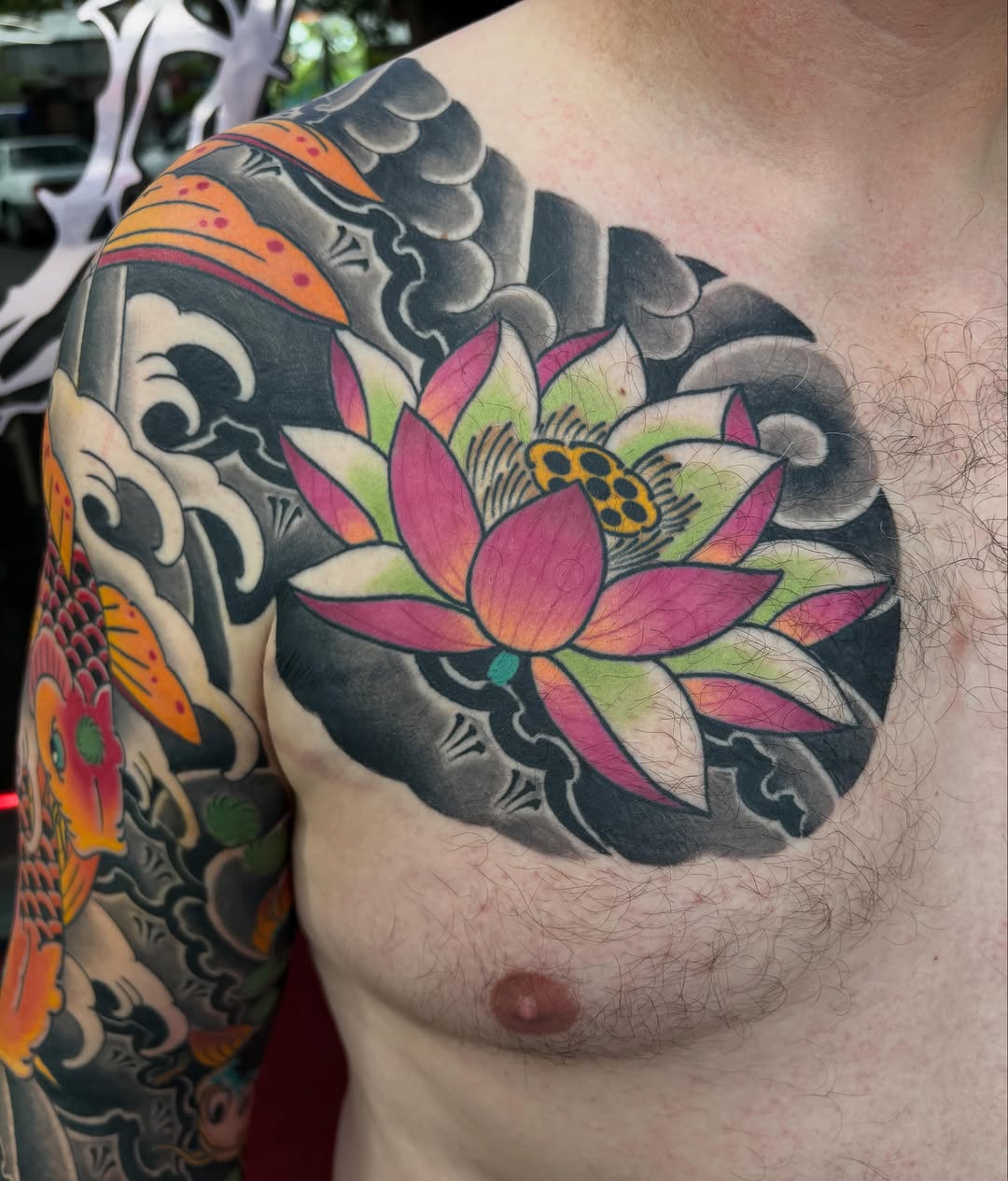 Tattoo by @ajoynerart — japanese_irezumi, black_and_grey