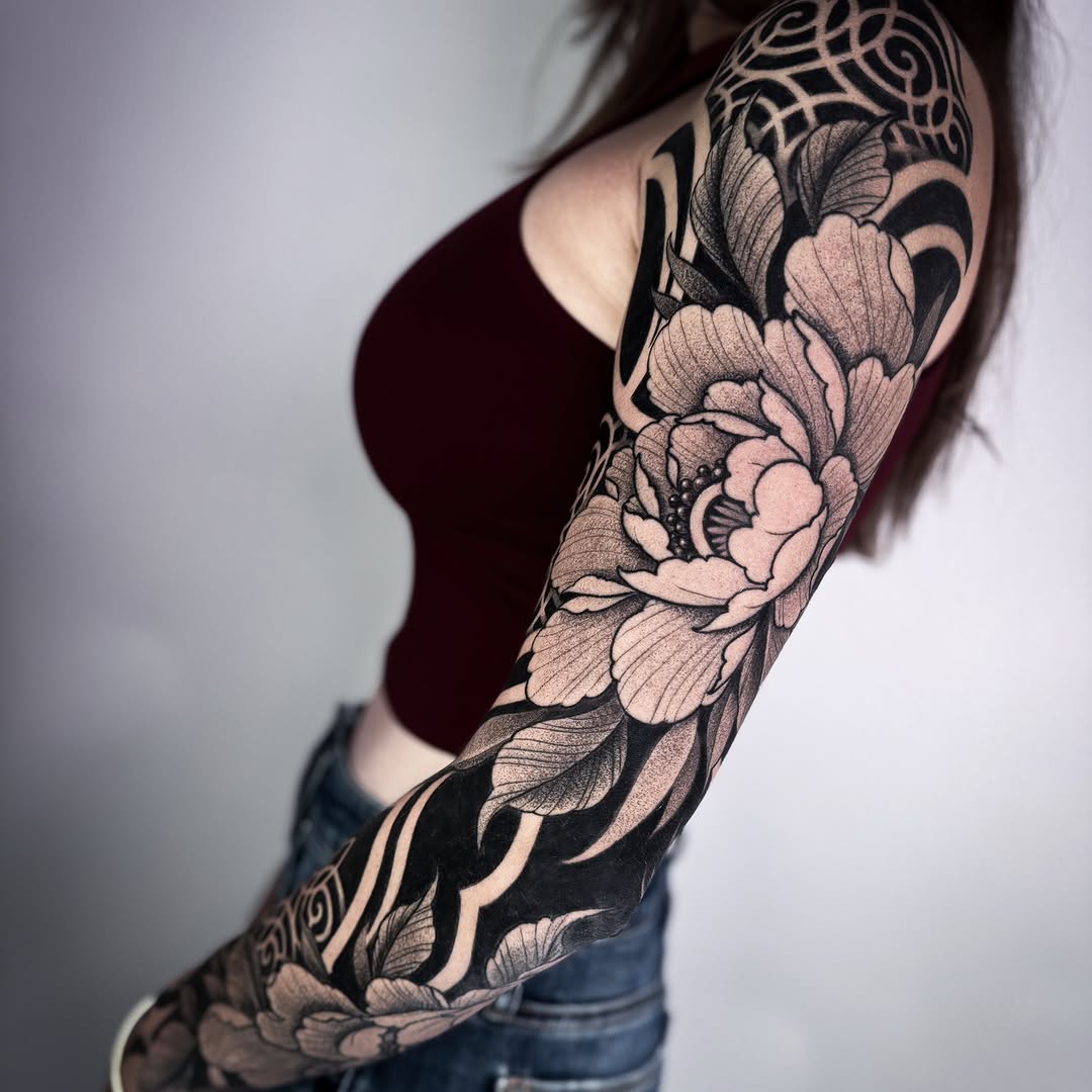 Tattoo by @ariesrhysing — japanese_irezumi, black_and_grey