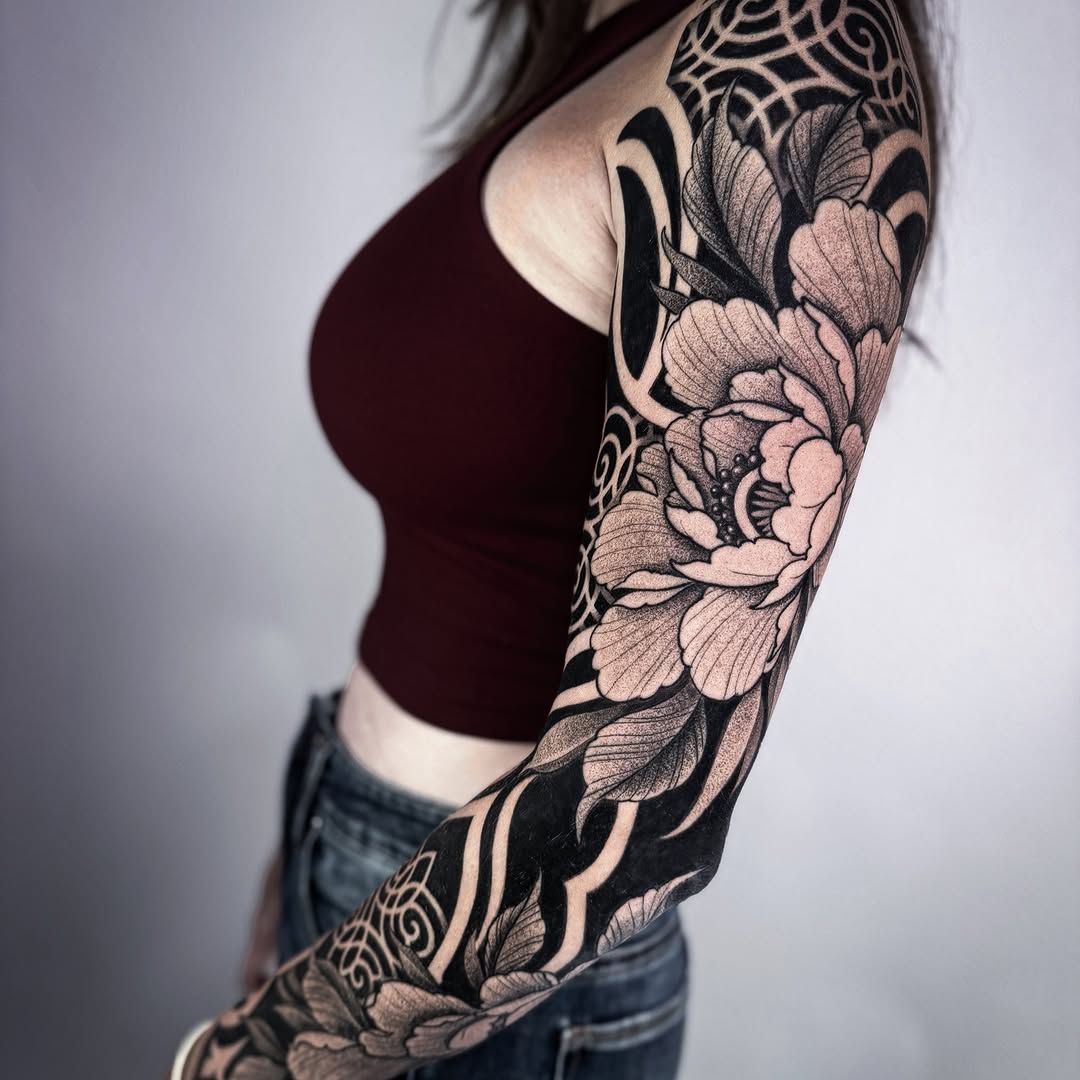 Tattoo by @ariesrhysing — japanese_irezumi, black_and_grey