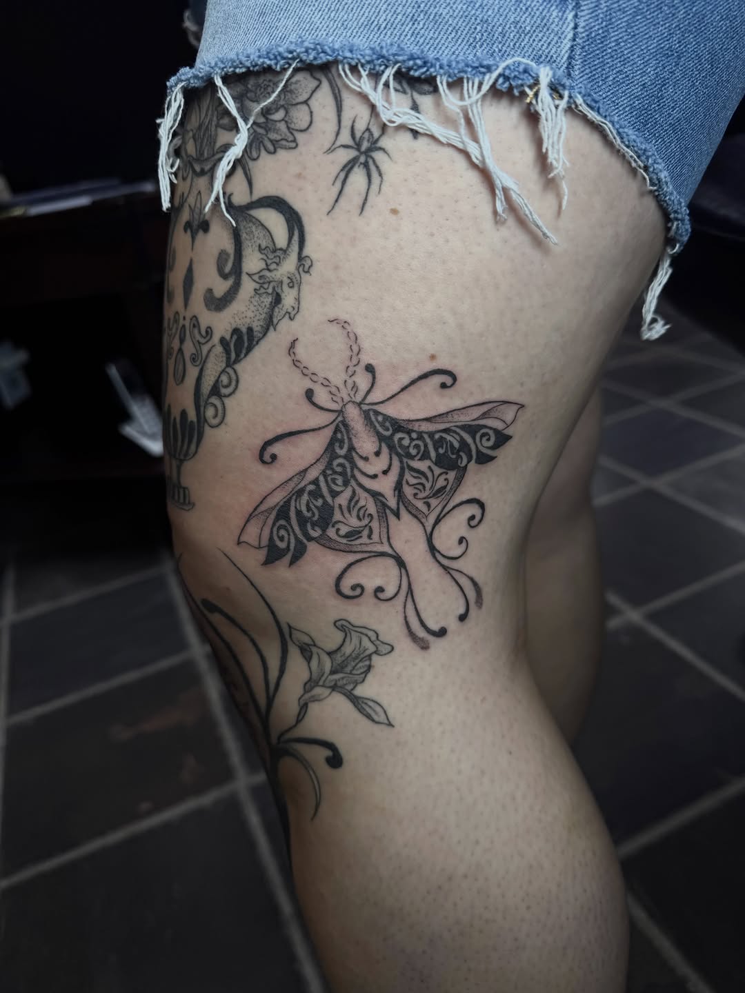 Tattoo by @olivia__tattoos — black_and_grey, ornamental
