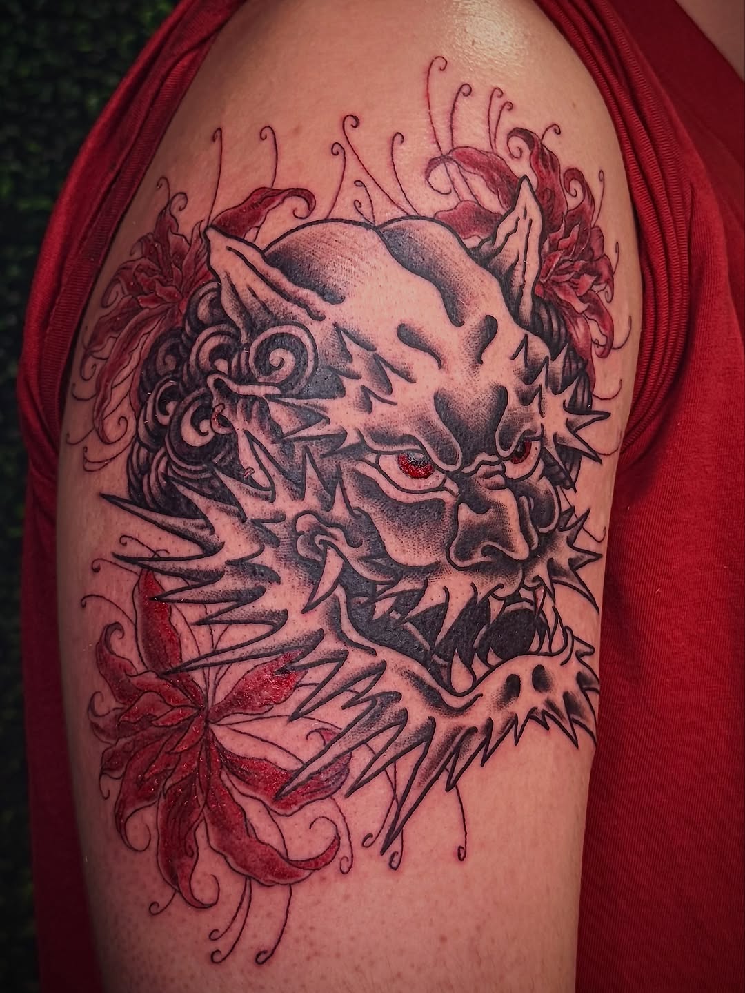 Tattoo by @merciless.moss — japanese_irezumi, black_and_grey