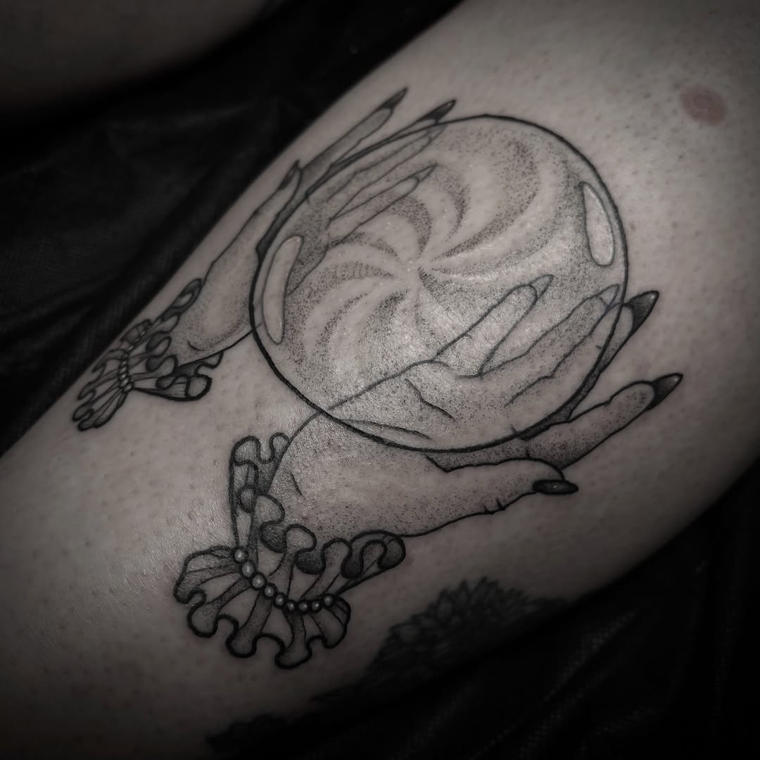 Tattoo by @venoctemtattoo β dotwork, black_and_grey