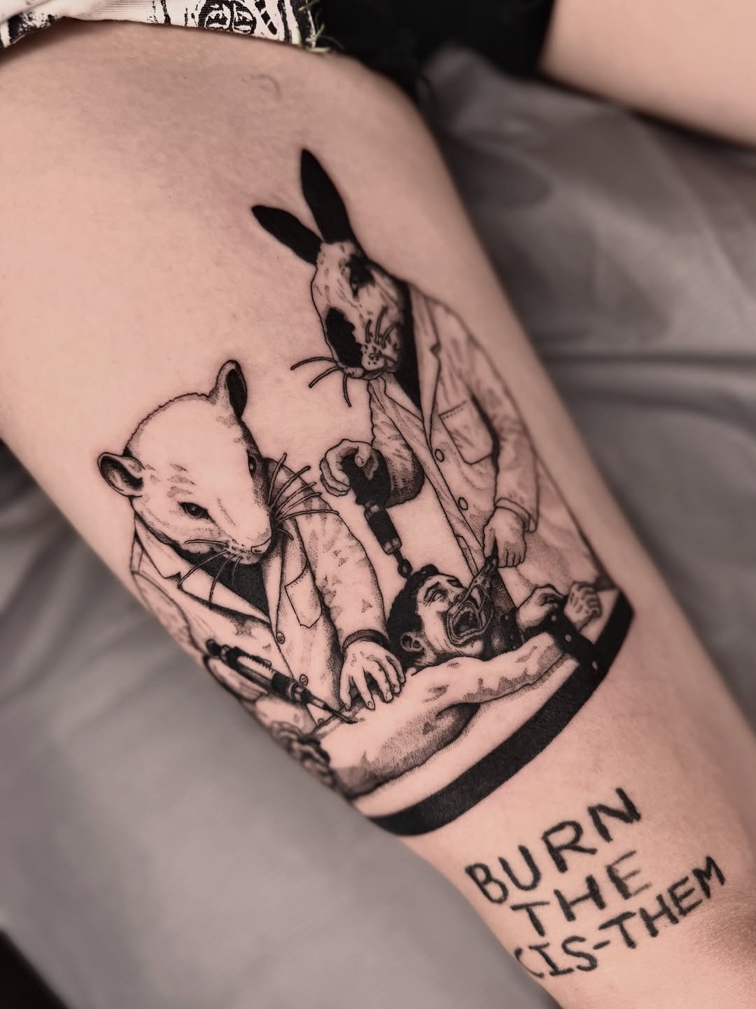 Tattoo by @korztattoo — dark_realism, lettering_script