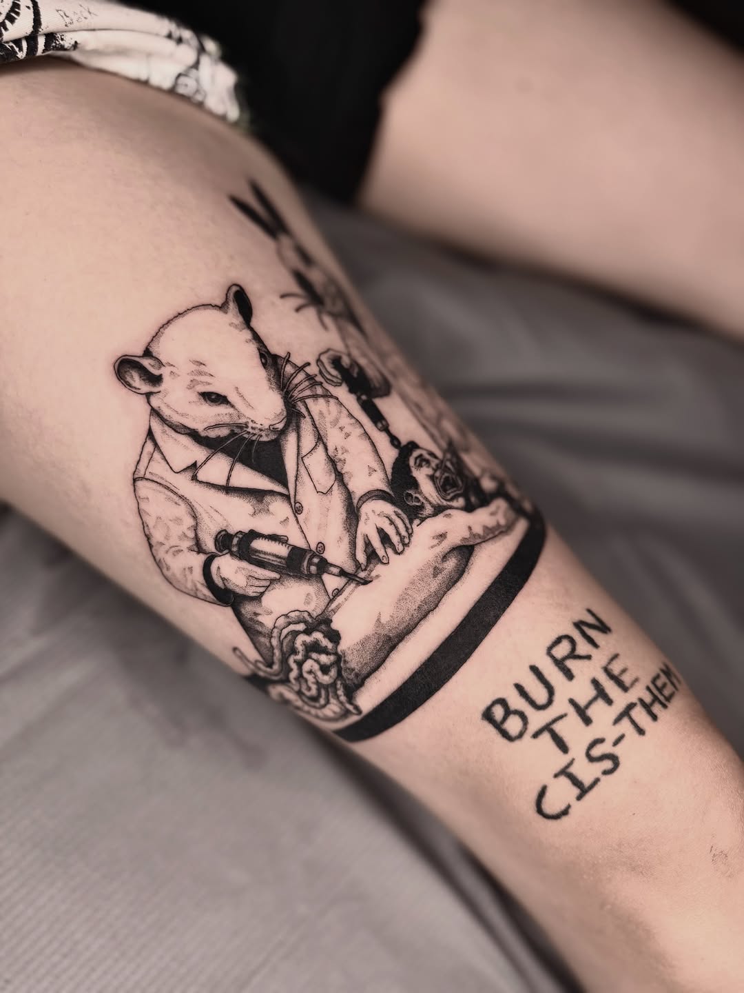 Tattoo by @korztattoo — dark_realism, lettering_script