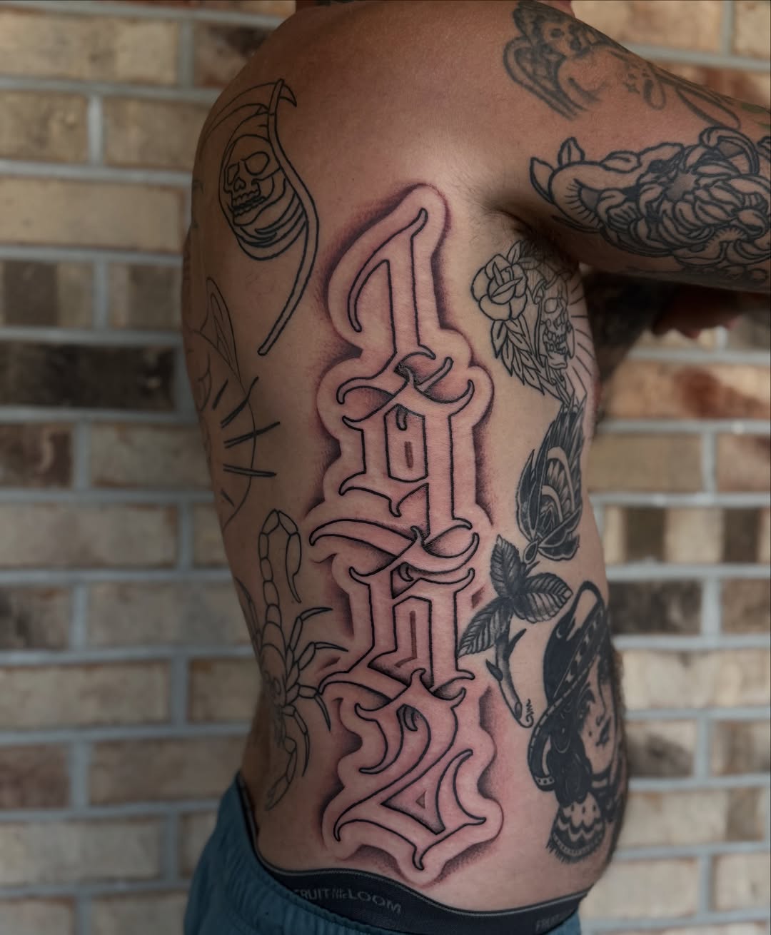Tattoo by @stormtattoos504 — lettering_script, chicano
