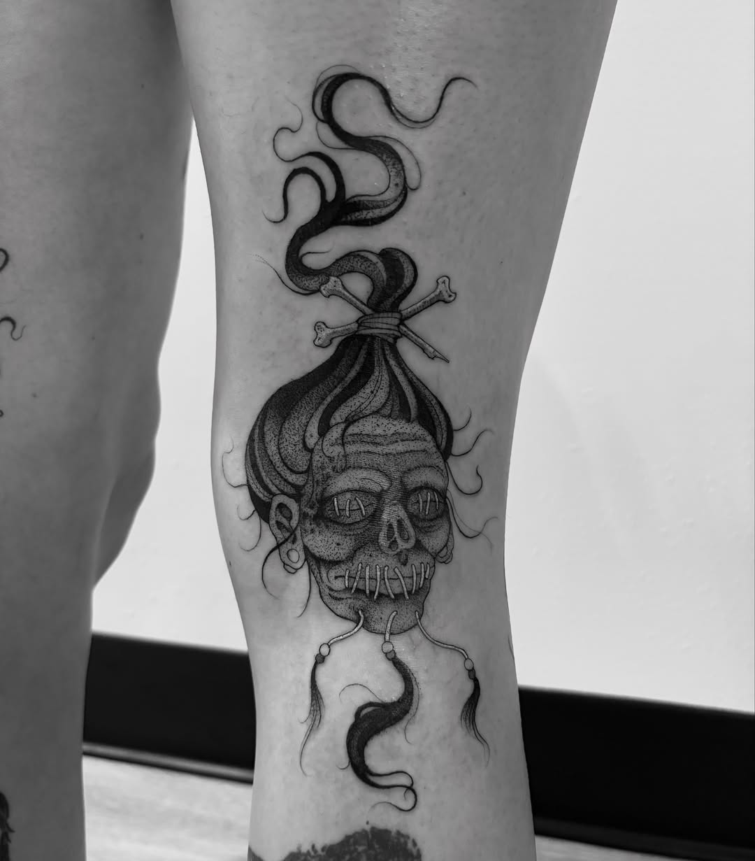 Tattoo by @blightttattoo — black_and_grey, dotwork