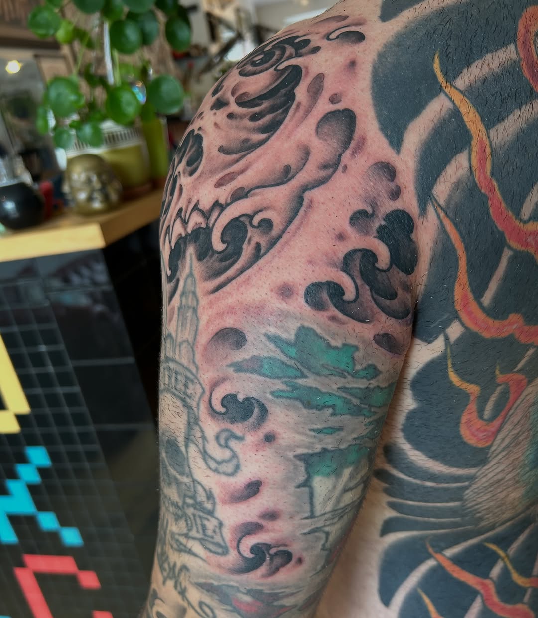 Tattoo by @justinweatherholtz — japanese_irezumi, black_and_grey