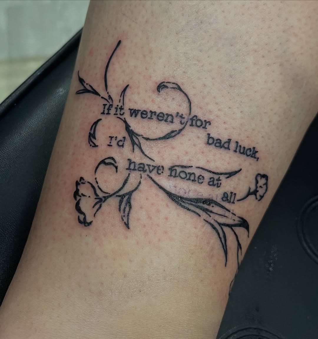 Tattoo by @enemytattoo — lettering_script, fine_line
