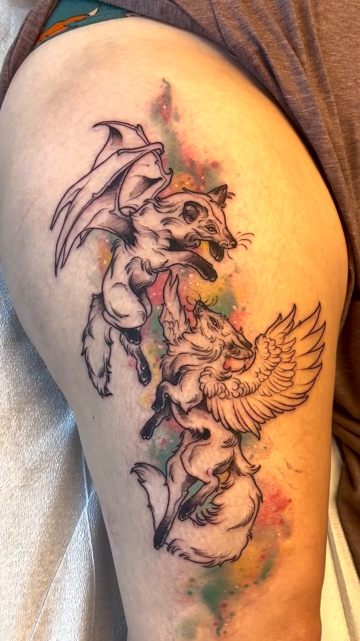 Tattoo by @cricketelijahtattoos — neo_traditional, watercolor