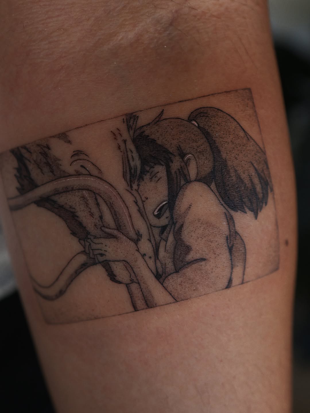 Tattoo by @randatattoos — anime, black_and_grey