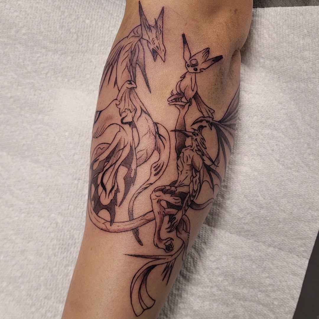 Tattoo by @lariendragon — illustrative, black_and_grey