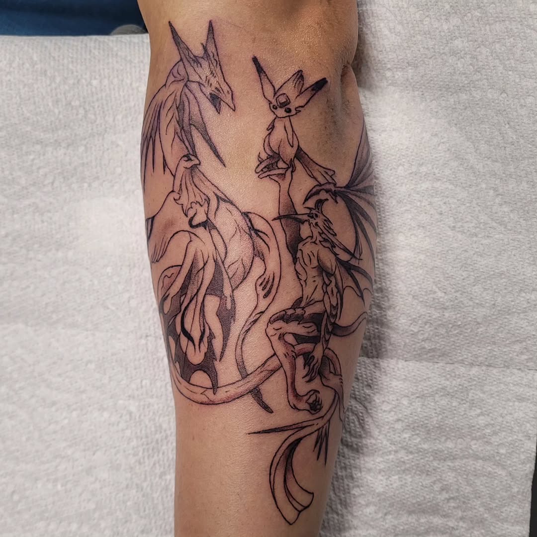 Tattoo by @lariendragon — illustrative, black_and_grey