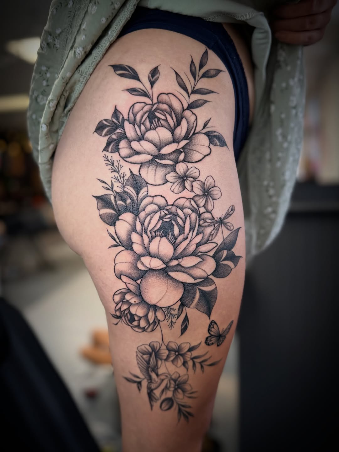 Tattoo by @llanotattooart — dotwork, black_and_grey