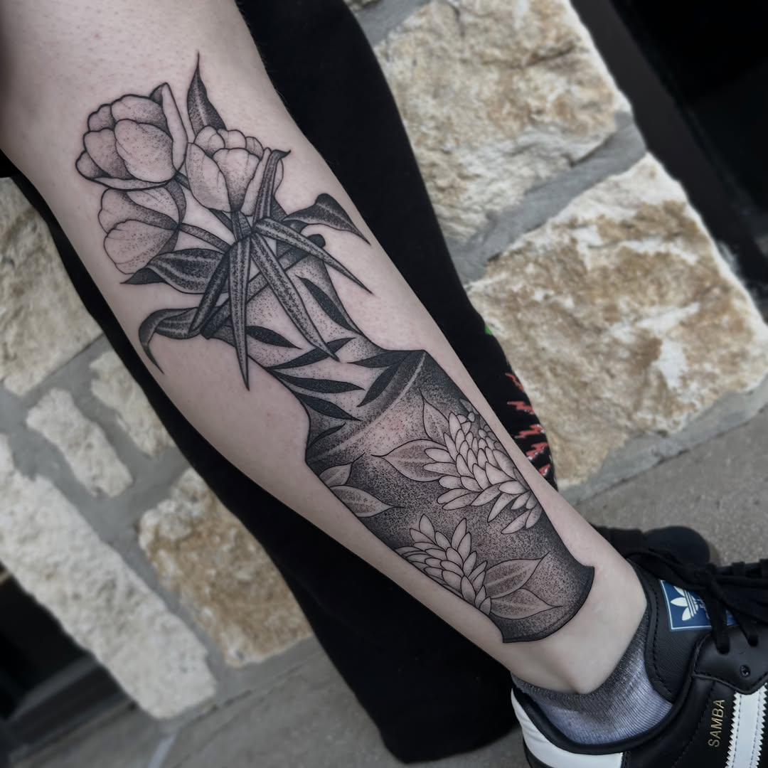 Tattoo by @beejaytattoo — black_and_grey, dotwork