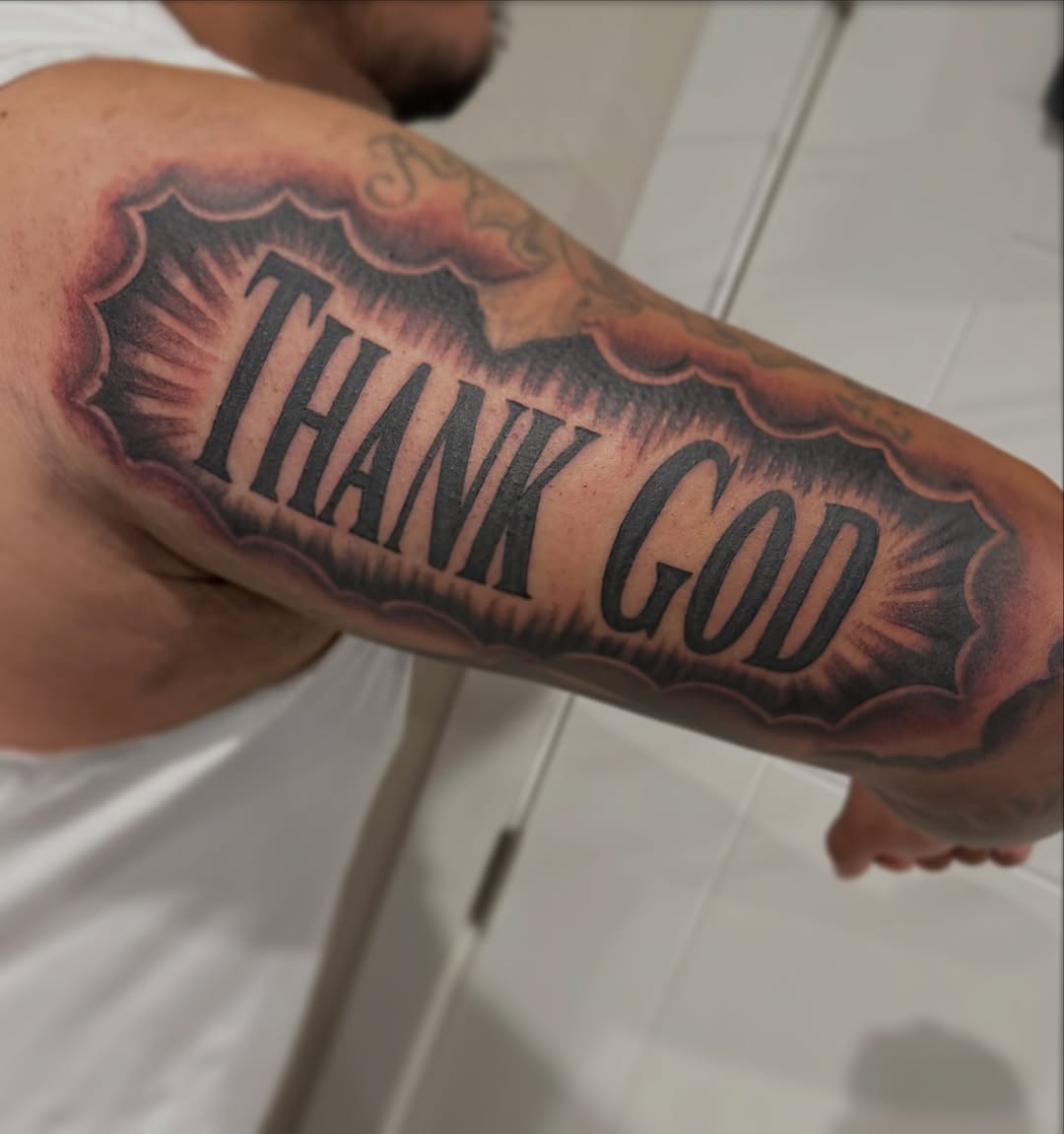 Tattoo by @tattoobree_ — lettering_script, black_and_grey