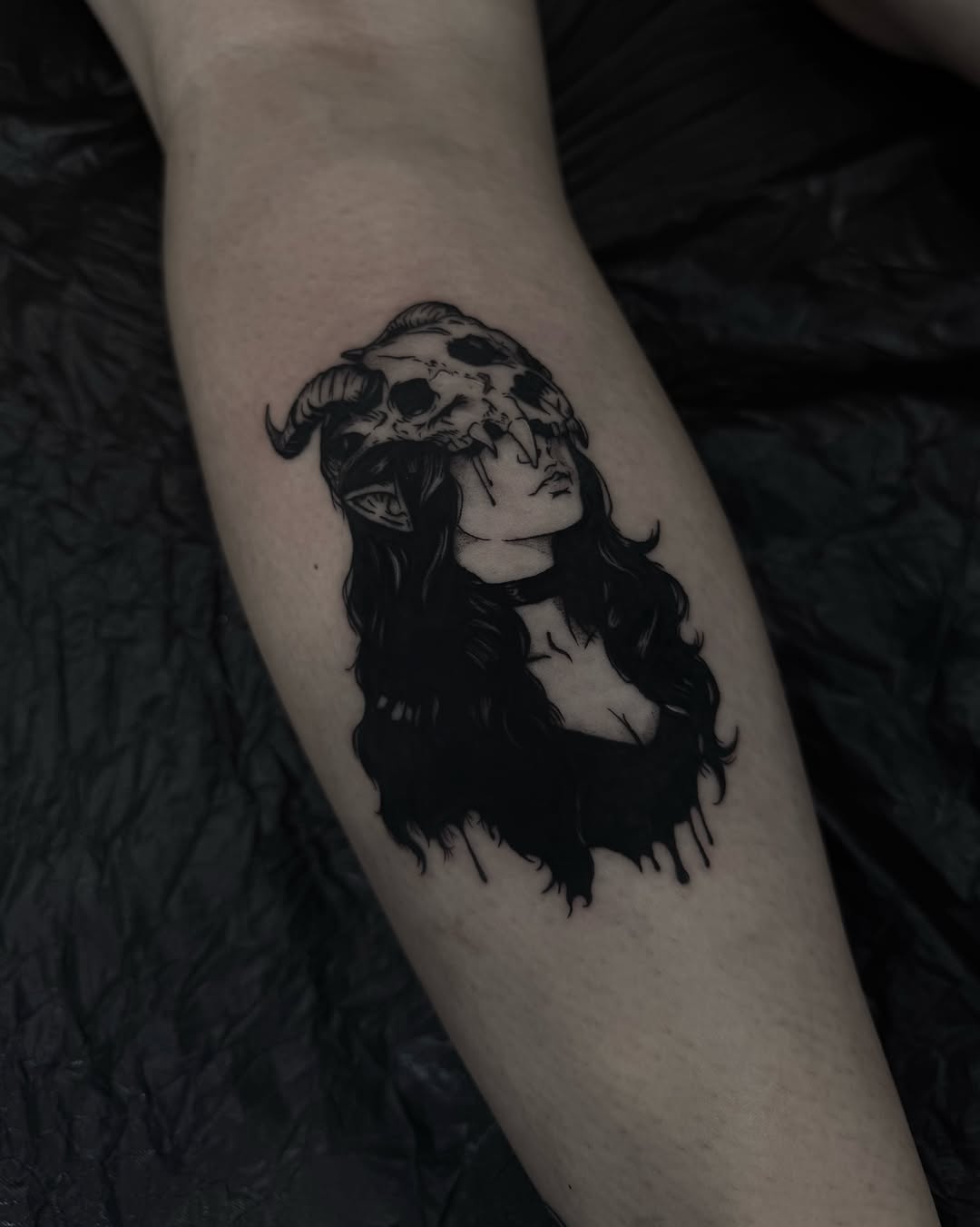 Tattoo by @vamos_tat — dark_realism, blackwork