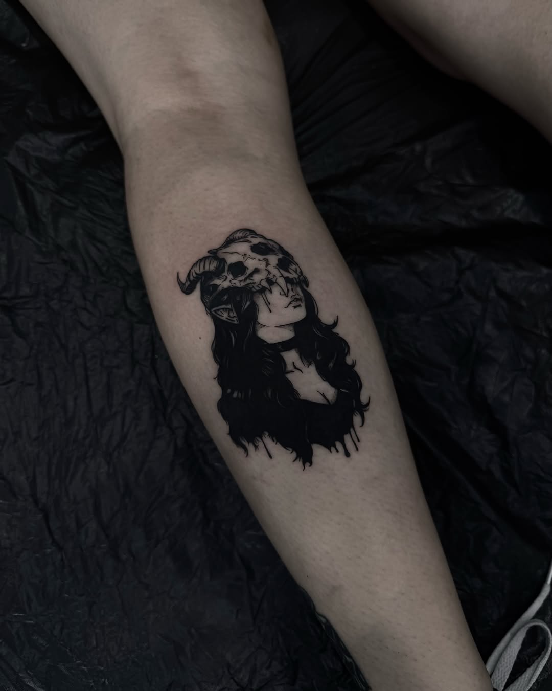 Tattoo by @vamos_tat — dark_realism, blackwork