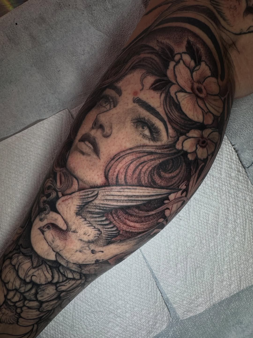 Tattoo by @silkytattoos — black_and_grey, realism