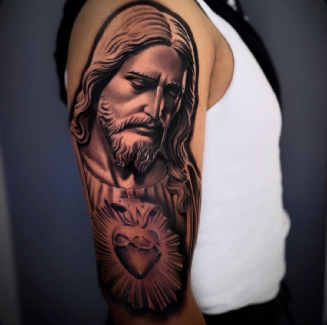 Tattoo by @bigrichtattoos — realism, black_and_grey