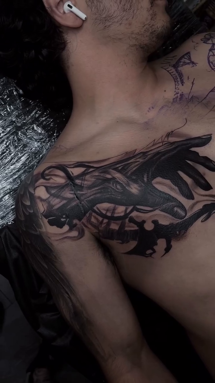 Tattoo by @mimzipma — black_and_grey, realism