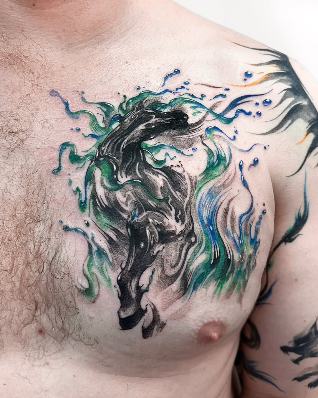 Tattoo by @uzo.ink — watercolor, black_and_grey