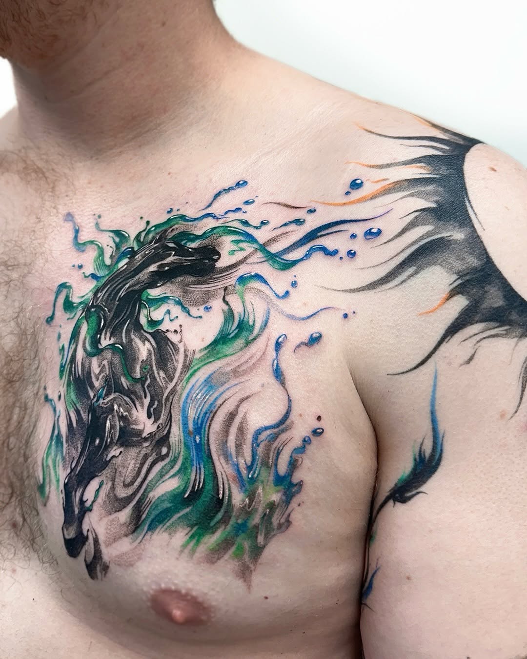 Tattoo by @uzo.ink — watercolor, black_and_grey