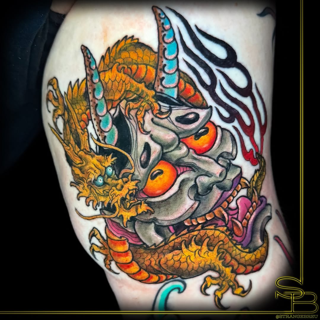 Tattoo by @strangebreu — japanese_irezumi, neo_traditional