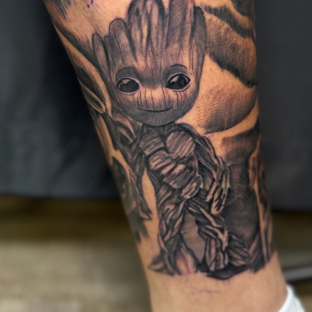 Tattoo by @queen_jaytattz — realism, black_and_grey