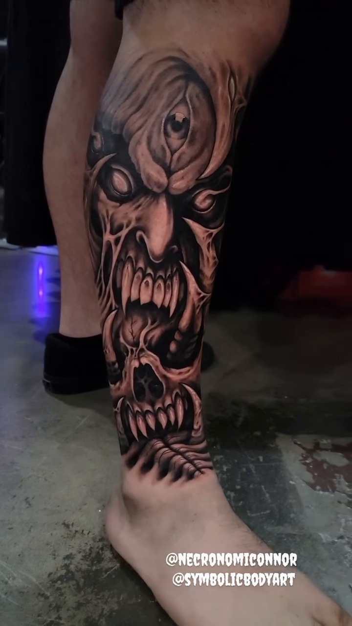 Tattoo by @necronomiconnor — dark_realism, black_and_grey