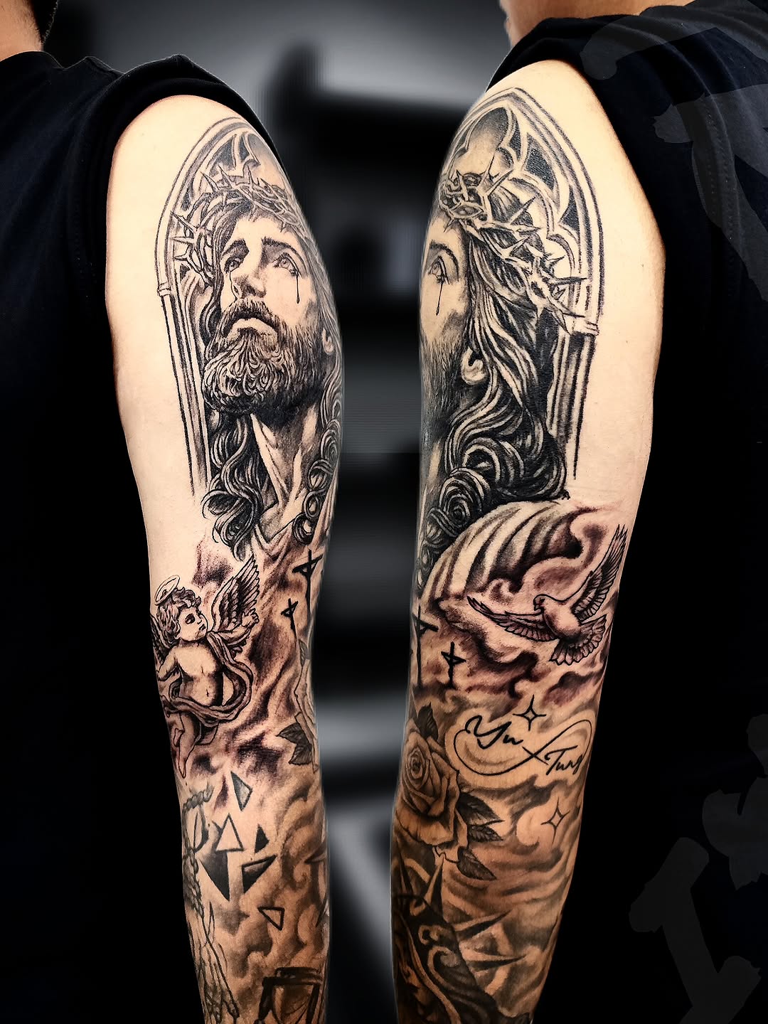 Tattoo by @tribe_tattoo — realism, black_and_grey
