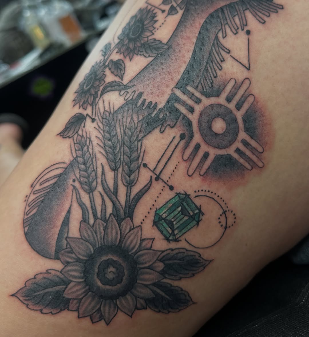 Tattoo by @shaila_roach — black_and_grey, geometric