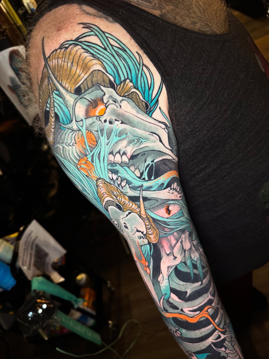 Tattoo by @sacred_crow — japanese_irezumi, dark_realism