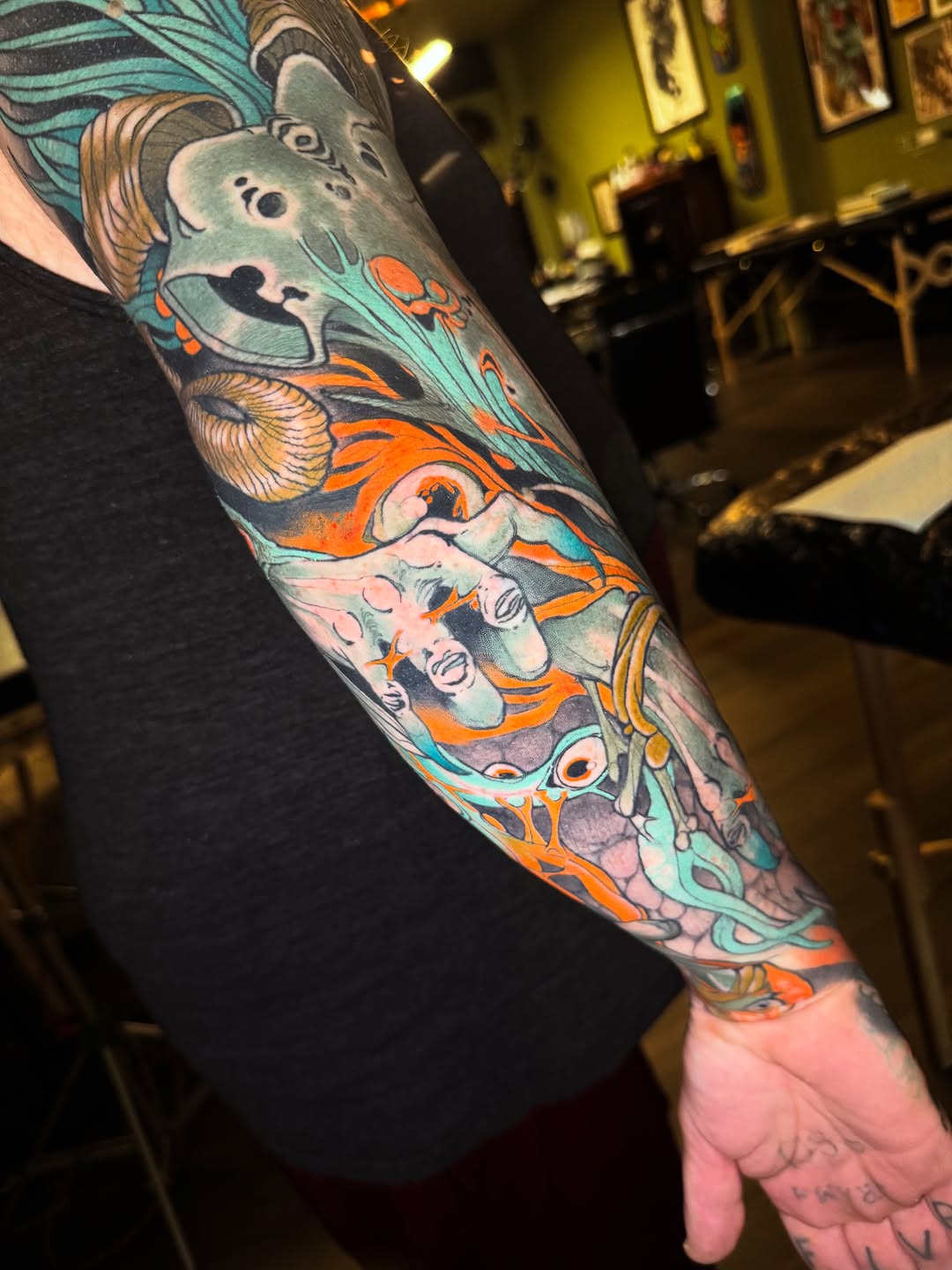 Tattoo by @sacred_crow — japanese_irezumi, trash_polka