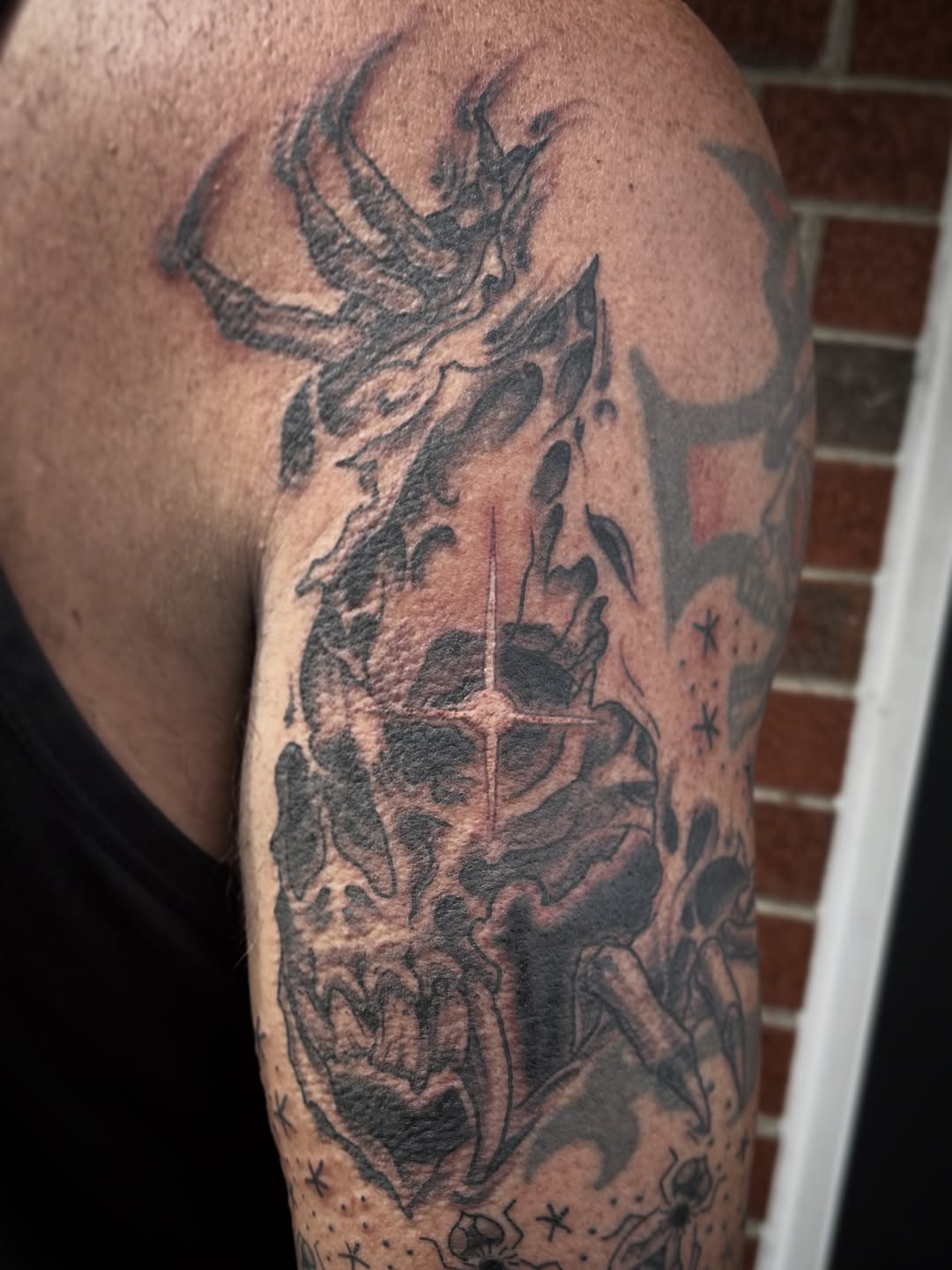 Tattoo by @edflorestattoo — black_and_grey, dark_realism