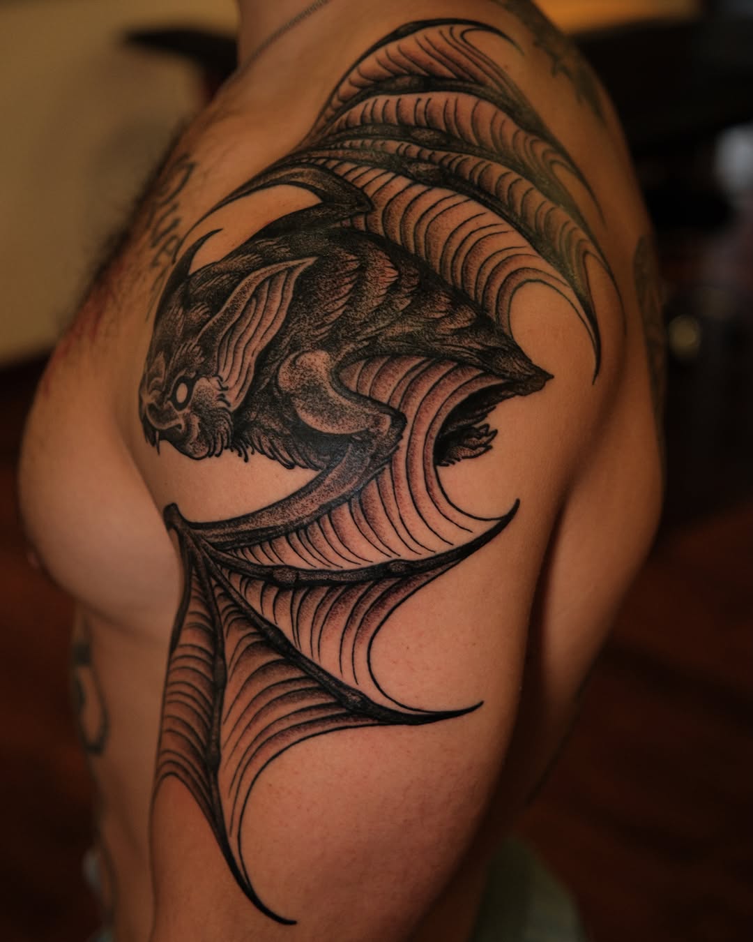 Tattoo by @davidbruehl — black_and_grey, dark_realism