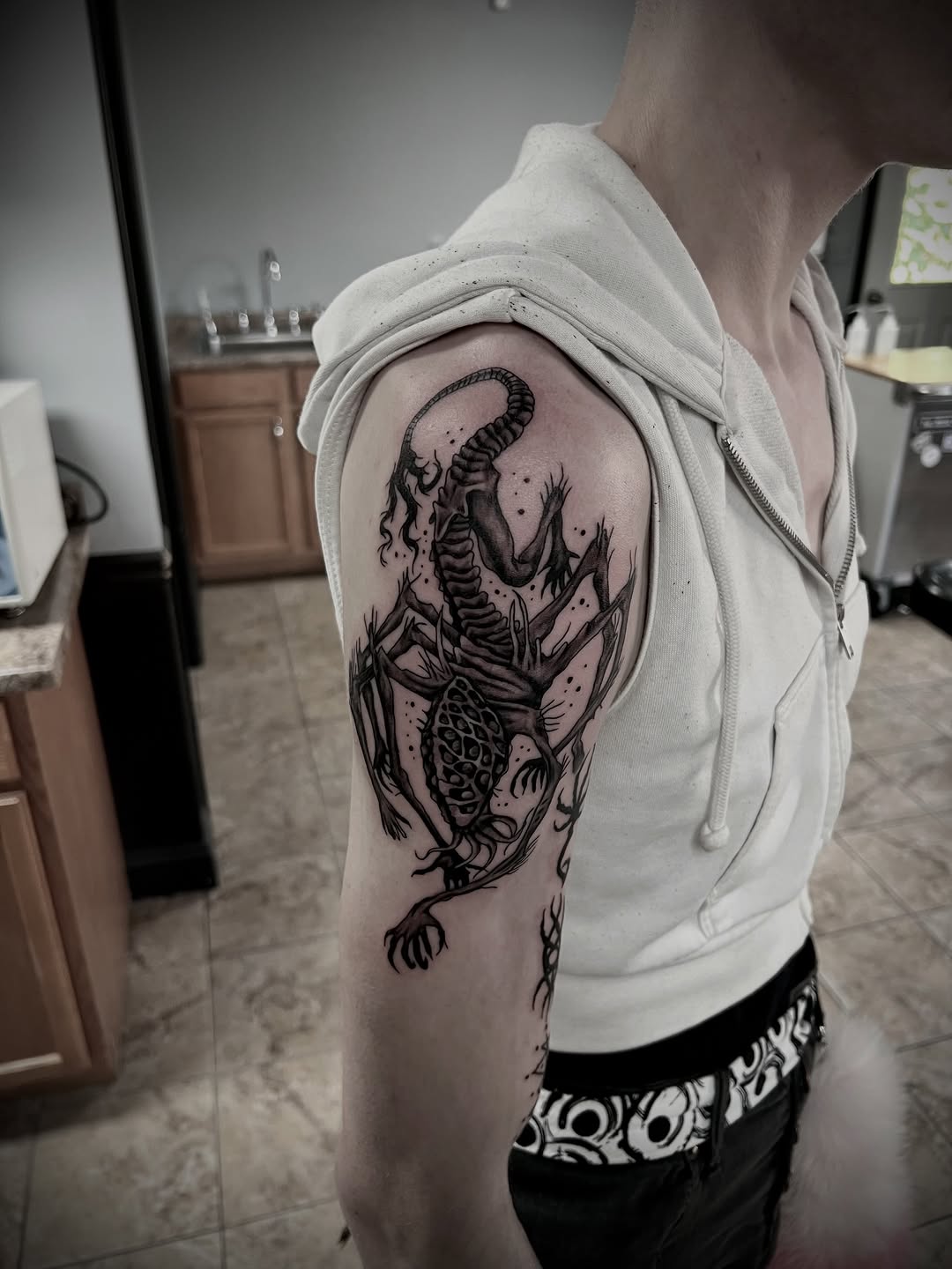 Tattoo by @austinhilltattoos — dark_realism, blackwork