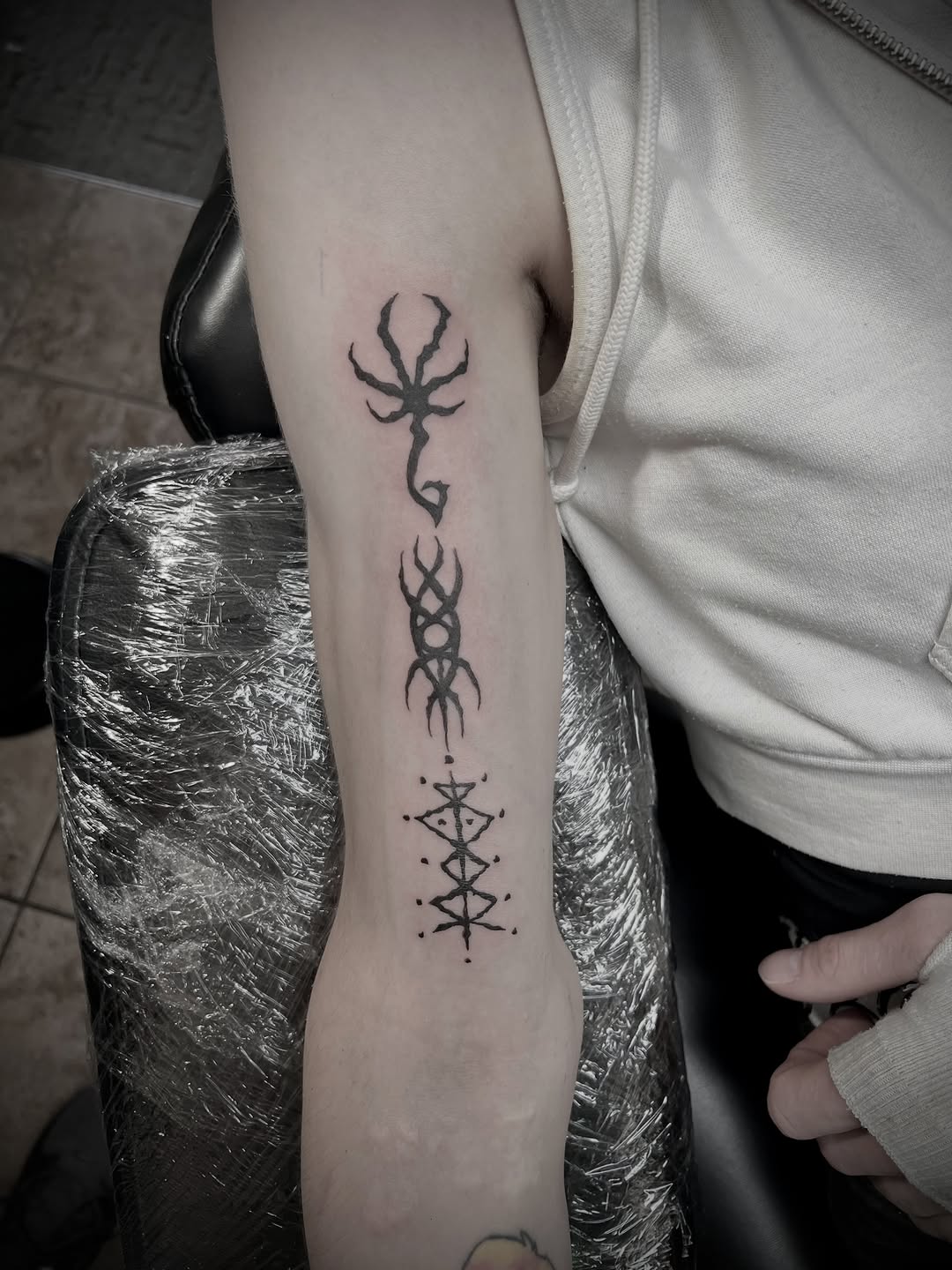 Tattoo by @austinhilltattoos — blackwork, geometric