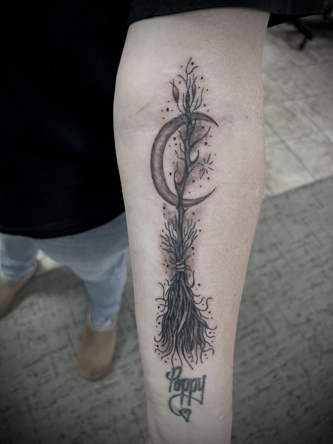 Tattoo by @austinhilltattoos — black_and_grey, fine_line