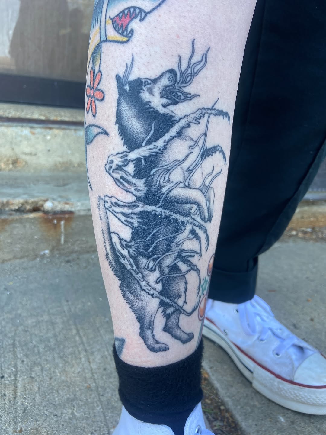 Tattoo by @quinndoskis — american_traditional, black_and_grey