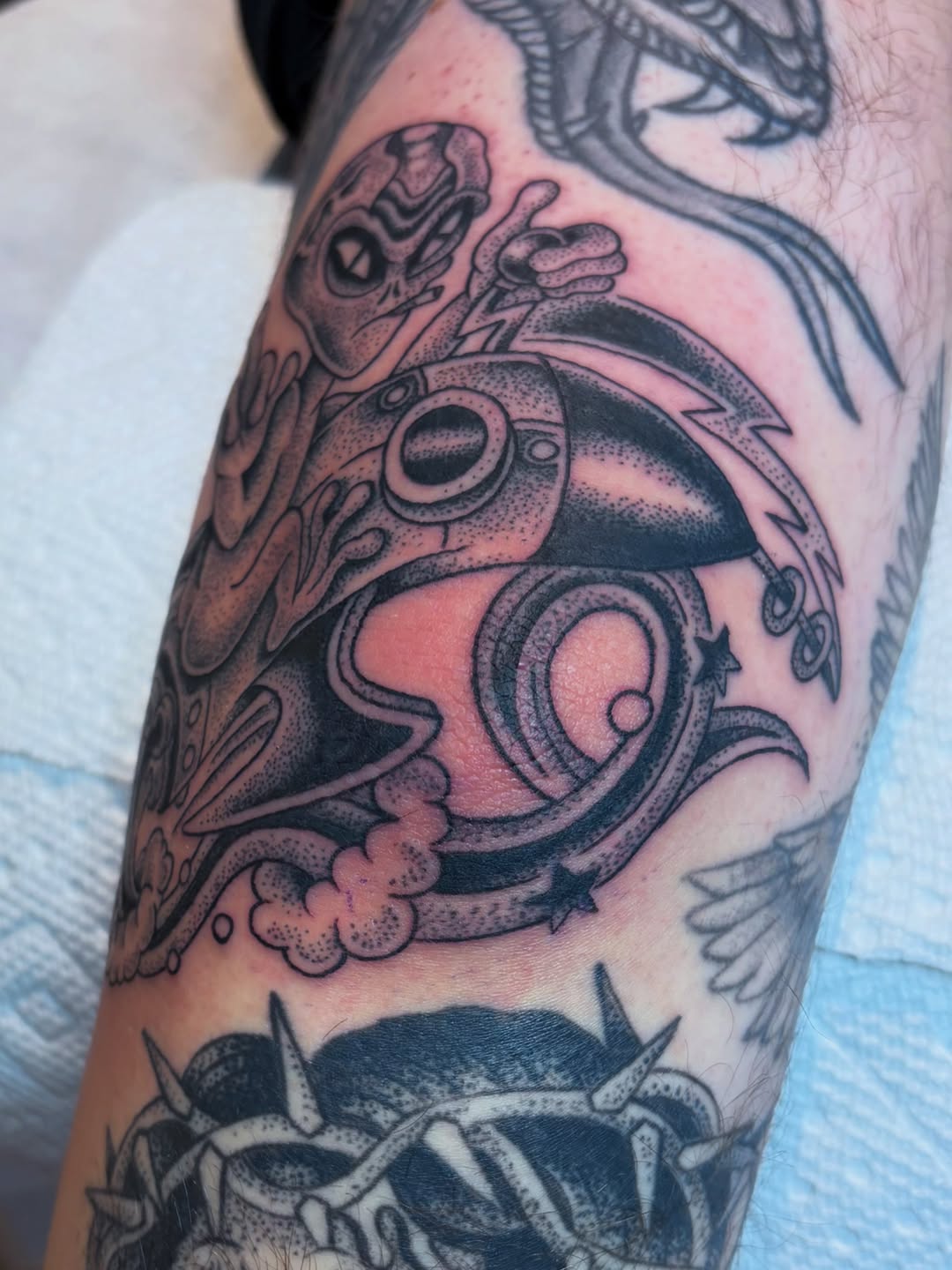Tattoo by @evilnemec — black_and_grey, dotwork