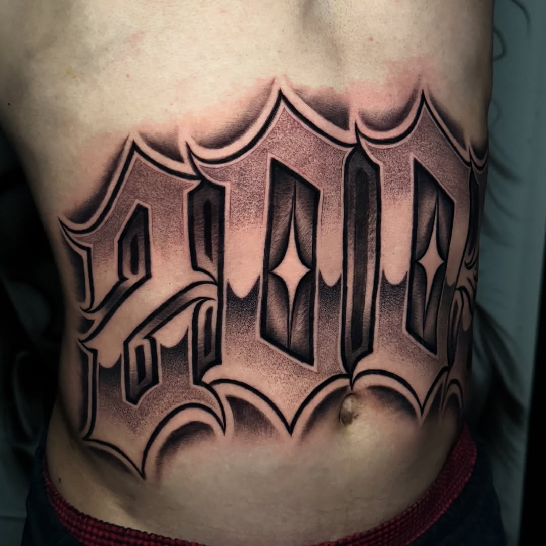 Tattoo by @aleman.adan — lettering_script, chicano