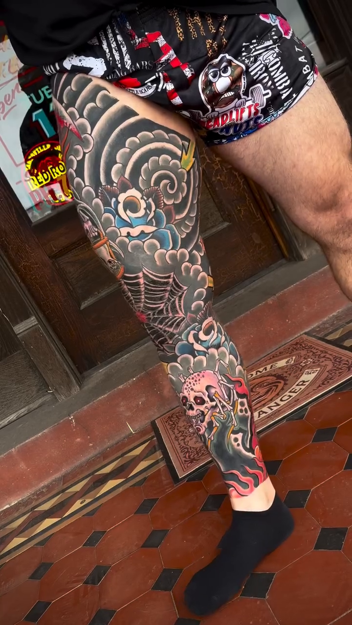 Tattoo by @billywhitetattoo — japanese_irezumi, black_and_grey