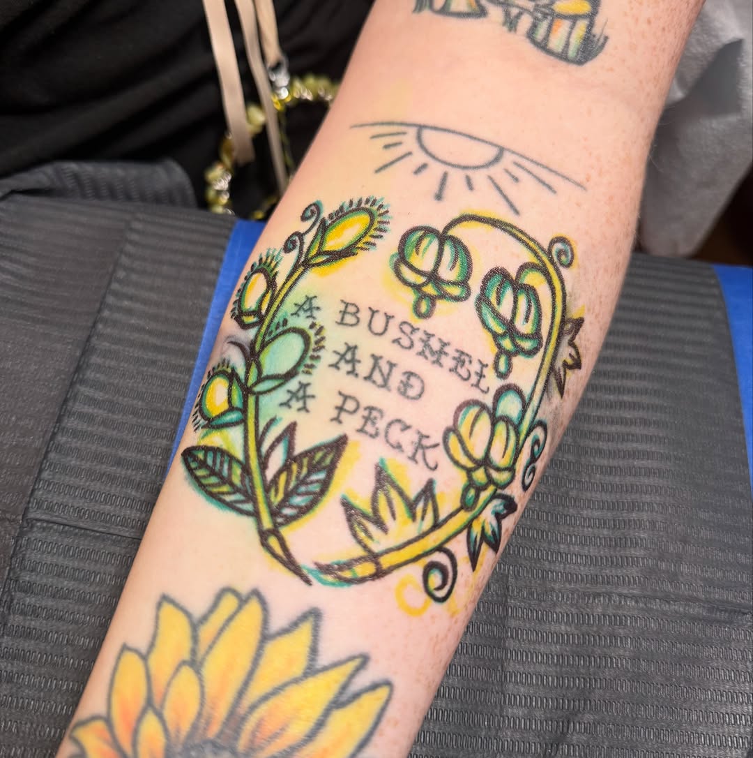 Tattoo by @lindsayloutat2 — illustrative, lettering_script