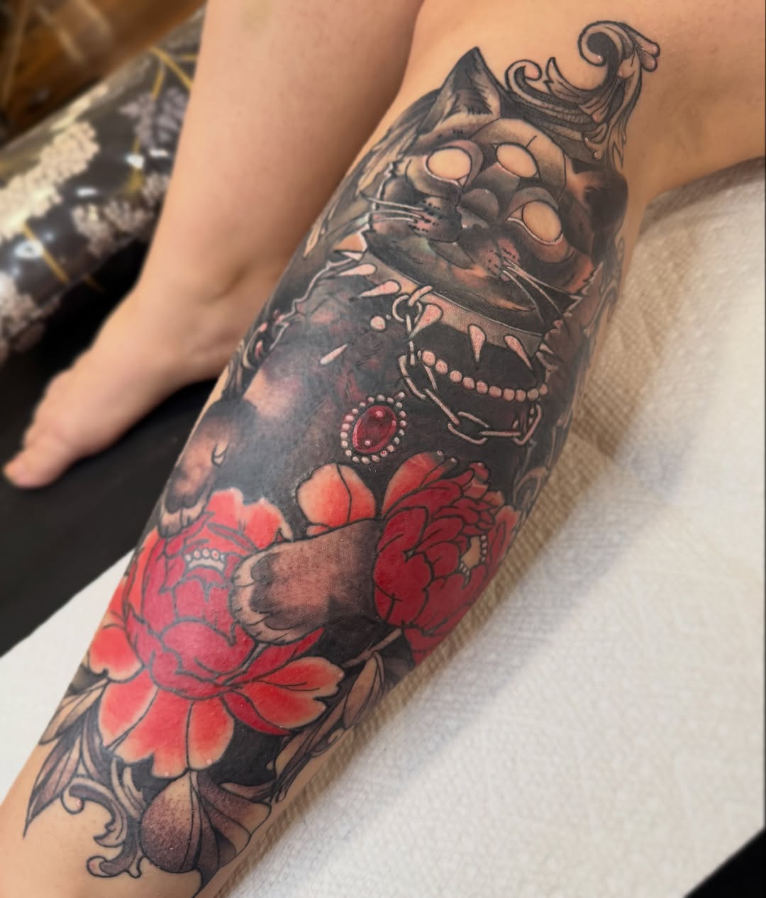 Tattoo by @saturniid.tattoo โ japanese_irezumi, black_and_grey