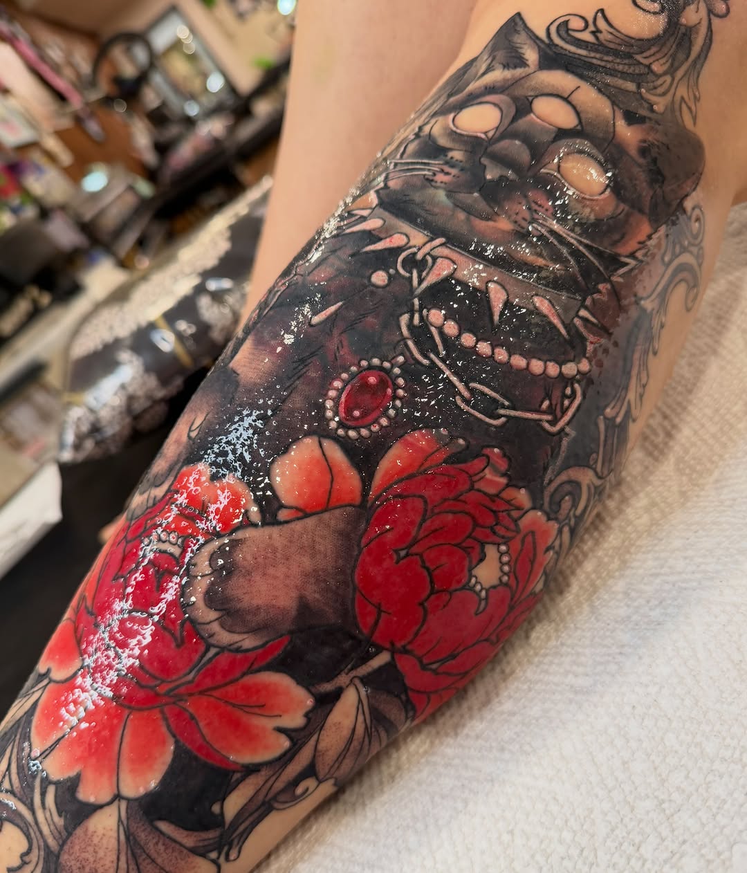 Tattoo by @saturniid.tattoo โ japanese_irezumi, black_and_grey