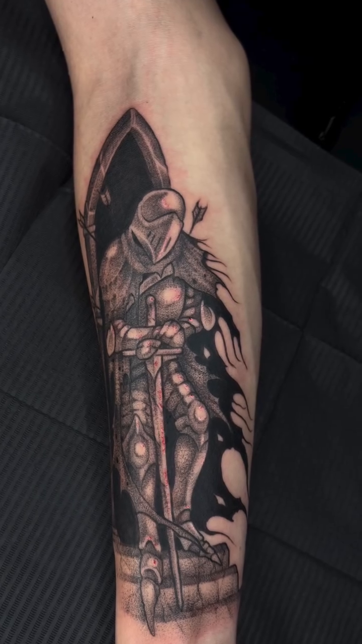 Tattoo by @seanbaldwintattoos — dark_realism, black_and_grey