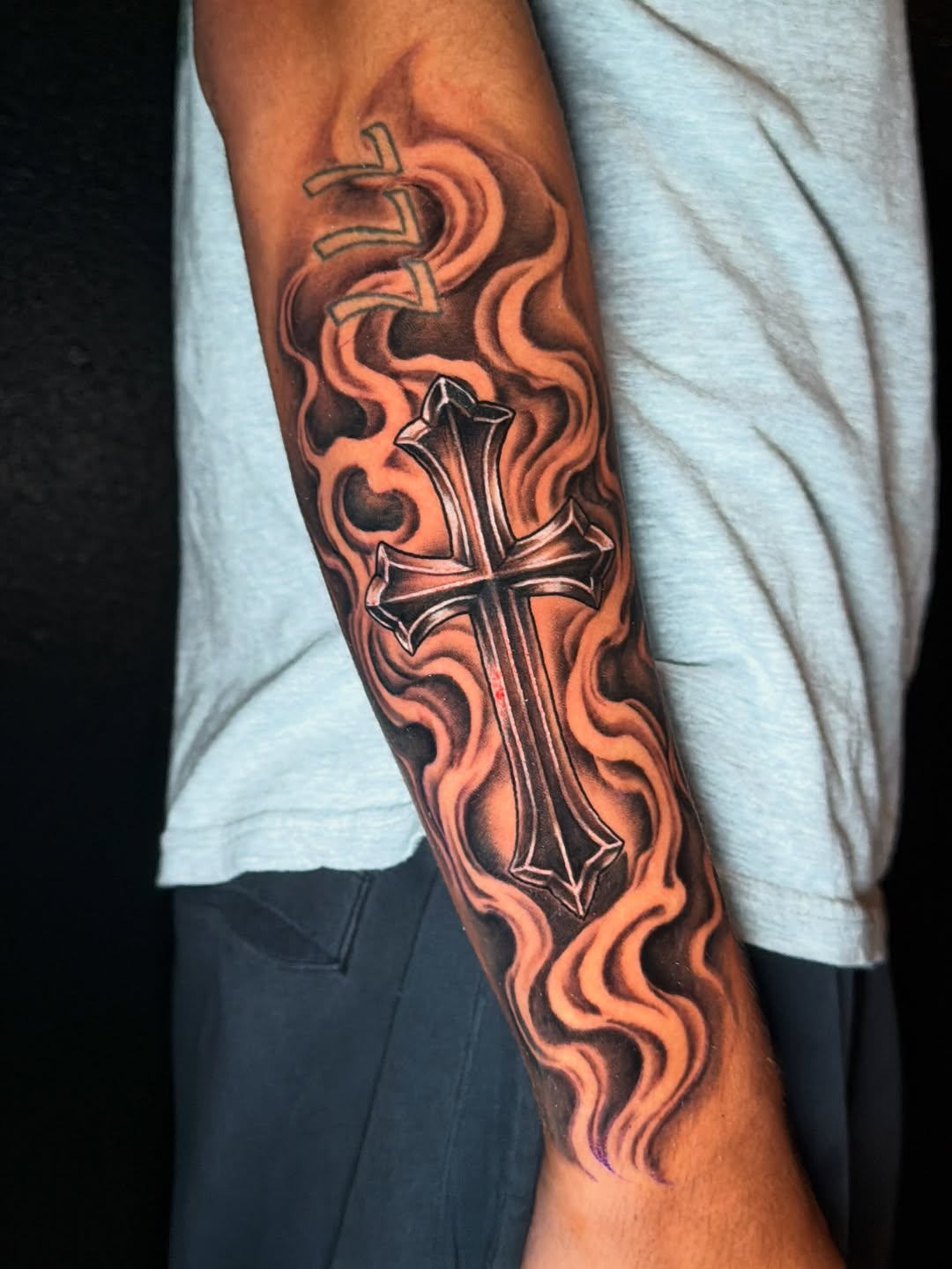 Tattoo by @crawfordtats — black_and_grey, chicano