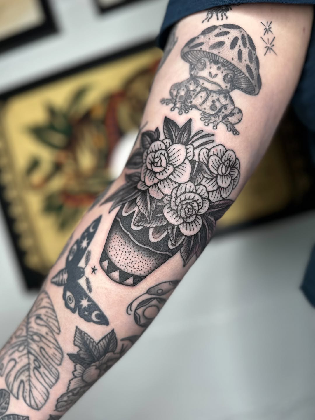 Tattoo by @stabbypain — black_and_grey, fine_line